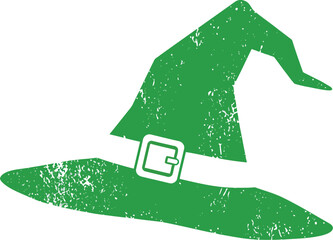 green witch hat with buckle on transparent background