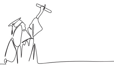 Graduation Celebration Line Art Depicting Achievement and Success