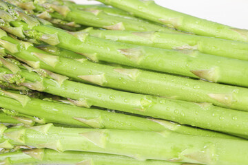 Fresh Green Asparagus Spears with Water Droplets - Healthy Vegetable Background