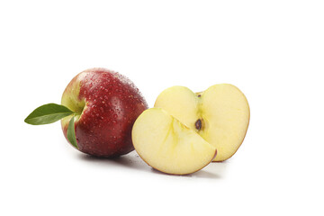 Fresh Red Apple with Heart-Shaped Slice and Morning Dew Drops from Yunnan Plateau China