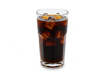 Refreshing iced coffee in a tall glass with ice cubes, perfect for a hot summer day refreshment or a caffeine boost