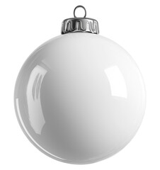 Obraz premium Clean white Christmas ball ornament with a silver cap isolated on a transparent background