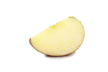Fresh Apple Slice with Red Skin Isolated on White Background - Healthy Fruit Snack