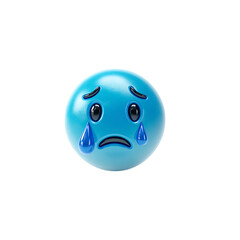 Fototapeta premium Vibrant blue crying emoji with large tears conveying sadness and distress, perfect for expressing emotions
