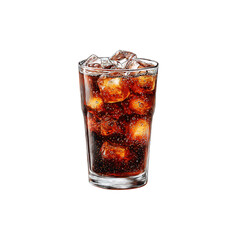 Refreshing glass of cola with ice cubes, perfect for summer, advertising, or a cool drink concept