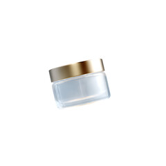 Elegant gold-trimmed jar for skincare, offering a modern aesthetic for beauty products or creams, ideal for cosmetic branding and packaging designs