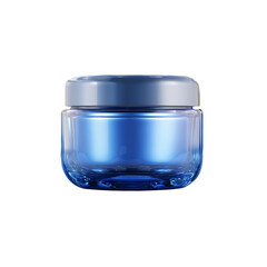 Elegant blue cream jar perfect for showcasing your luxury skincare product, promising hydration and radiance, ideal for beauty campaigns & advertising