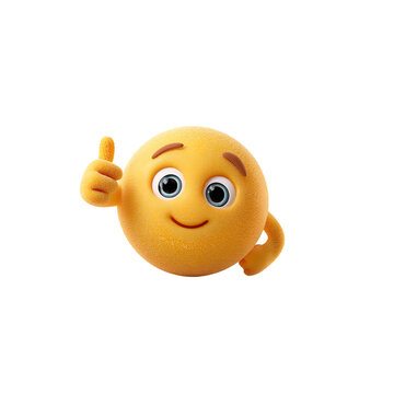 Naklejki Delighted emoji giving a confident thumbs up for approval and positive feedback, perfect for celebrating success and good news