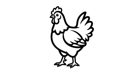 Outline of a rooster clean vector illustration with transparent background