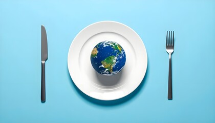 "Planet Earth on a Plate Copy Space"
