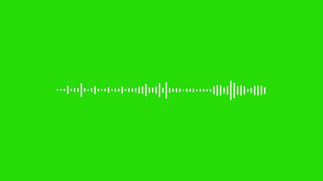 Audio Wave Digital Frequency. Chromakey. 4K Video Animation. White digital audio waveform equalizer on green screen background. Audio Wave Digital Frequency. Colorful on White. 4K Video Animation.
