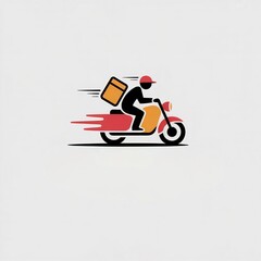 Fototapeta premium Fast Delivery Rider on Motorcycle Illustration