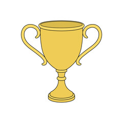 Kids drawing Cartoon Vector illustration trophy icon Isolated on White Background