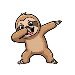Obraz premium Cute Cartoon Sloth Character Dabbing Dance Pose.