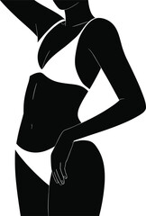 Elegant female silhouette in white bikini, portraying confident body beauty, perfect for modern fashion, lifestyle, and summer-themed design projects.