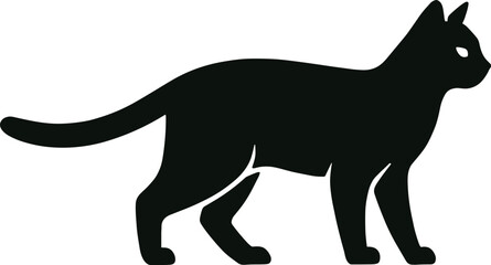 silhouette, alert standing cat, ears forward, tail straight