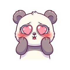 Fototapeta premium Cute Panda With Heart Eyes Expressing Love And Affection.