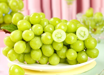 Fresh Green Grapes in Bowl - Healthy Organic Fruit with Natural Lighting