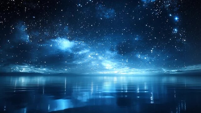 Starry Night Seascape: Celestial Reflection