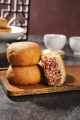 Handmade Yunnan Xuanwei Ham Mooncakes Traditional Chinese Pastry with Savory Pork Filling