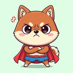 Obraz premium Cute Angry Super Dog with Red Cape.