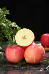Fresh Red Fuji Apples from Yantai Qixia Shandong China Cut Half Showing White Flesh