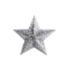 Sparkling silver glitter star ornament gleams with festive holiday cheer, perfect for Christmas decoration and celebratory projects.