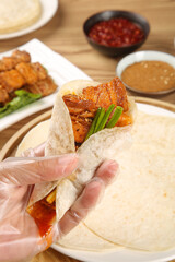 Barbecue Jerk Chicken Wrap with Sides - Delicious Street Food Specialties