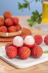 Fresh Lychee Fruits from Zengcheng Maoming China Showing Sweet Translucent Flesh and Red Textured Skin