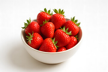 Bowl of fresh strawberries isolated on white background