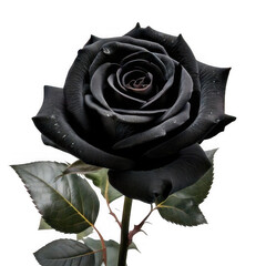 black rose isolated on white or transparent