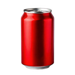 blank red aluminum can isolated on white or transparent.