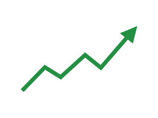 Green Upward Trend Arrow Zigzag Line on Transparent Background