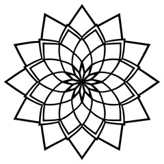 Obraz premium Silver Geometric Petal Mandala Silhouette gradient