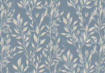 Fototapeta premium Gentle Blue Backdrop with White Foliage and Softly Contrasting Watercolor Design