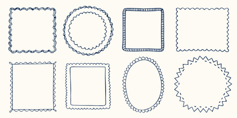 Collection of hand drawn decorative borders and frames in various shapes and styles