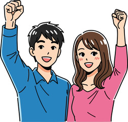 Fototapeta premium Joyful couple celebrating vector illustration