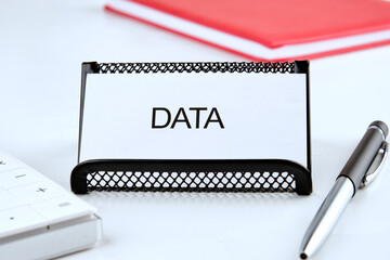 Concept word DATA. For direction of business strategy success concept