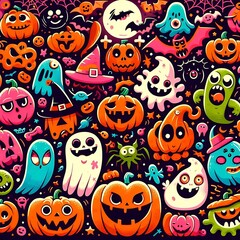 Obraz premium halloween seamless background