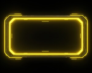 Webcam Frame. Futuristic Yellow Neon Stream Overlay with Glow Effect