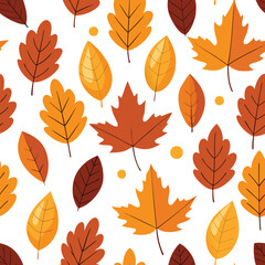 Autumn leaves pattern with orange brown and yellow colors