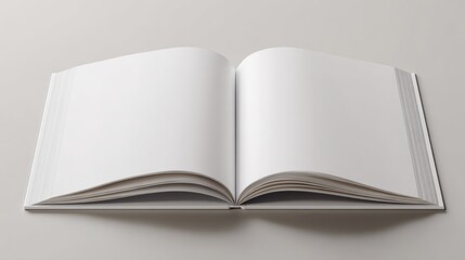 Fototapeta premium Realistic 3D render of open portfolio book, clean contemporary layout, neutral colors, minimal elegant presentation