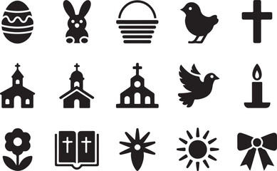 Easter symbols and church icons perfect for holiday designs