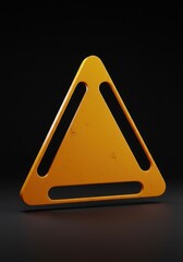 Orange Metal Warning Triangle Sign on Dark Background