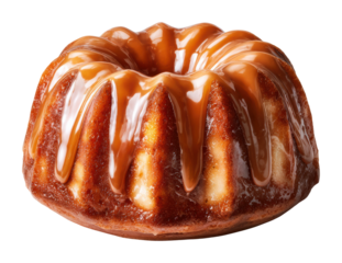 Delicious caramel bundt cake bakery food isolated on transparent background