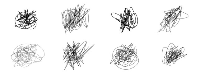 Set of hand drawn line doodles. Vector illustration.
