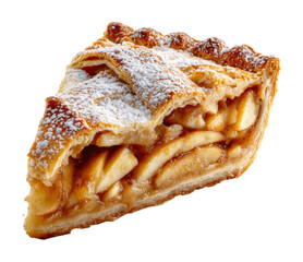 Delicious apple pie slice bakery food isolated on transparent background