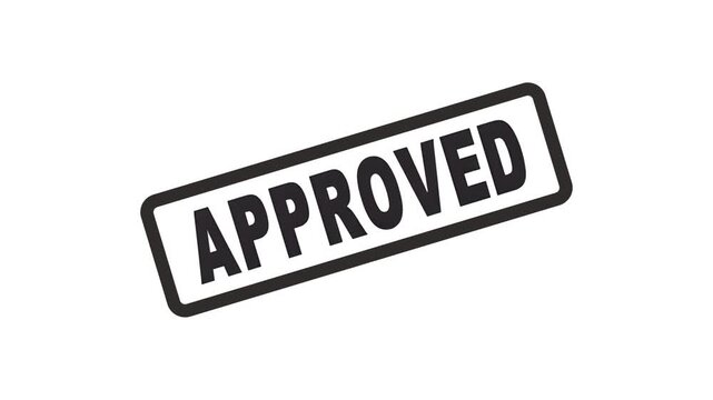Simple black and white "APPROVED" stamp graphic White Screen Animation video