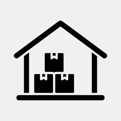 Icon warehouse. Export import elements. Icon in glyph style.