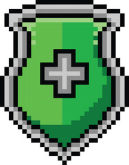 Pixel art protection shield shape object graphic element concept